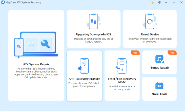 ios system recovery main interface