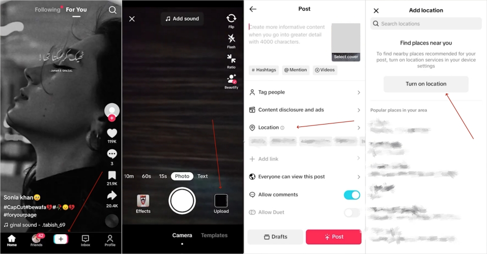 add location on tiktok