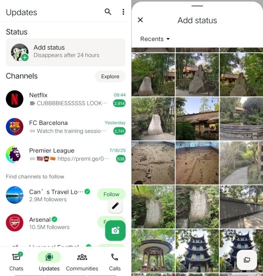 add status on whatsapp