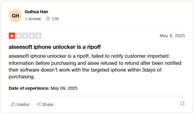 aiseesoft iphone unlocker negative review