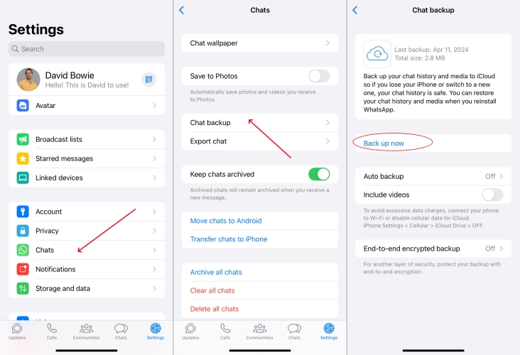 use whatsapp icloud backup