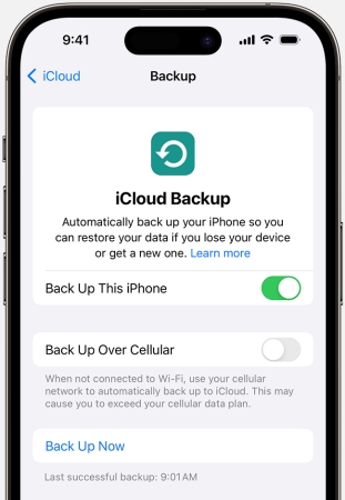 back up iphone via icloud