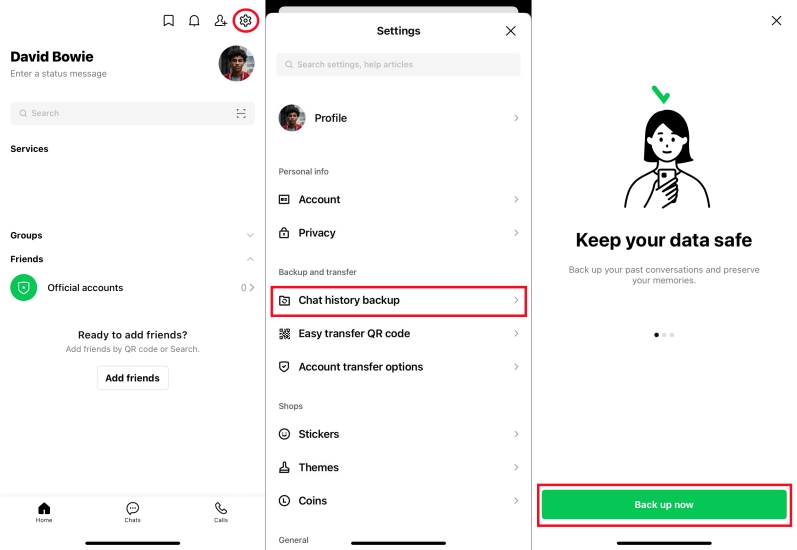 back up line on ios device