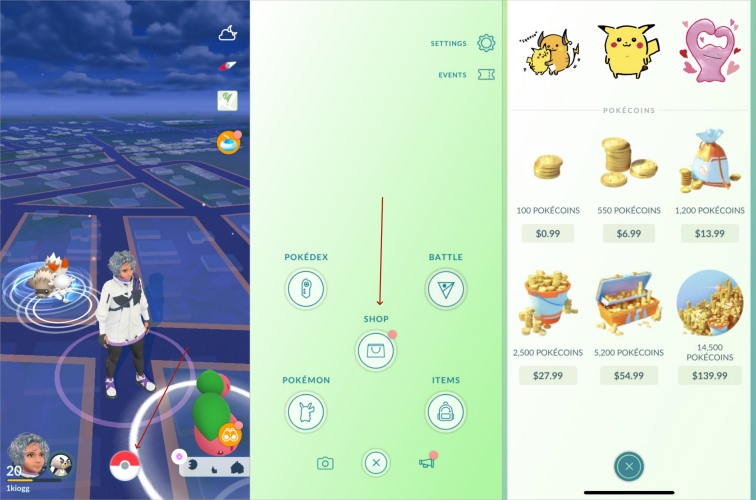 buy pokecoins in pokemon go store