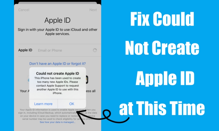 cannot create apple id at this time