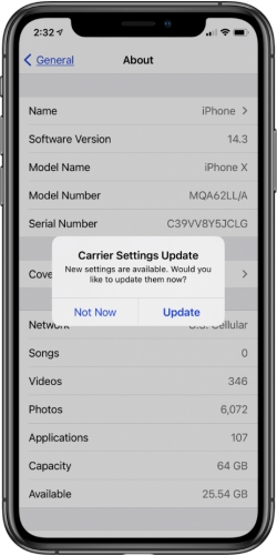 carrier settings update on iphone