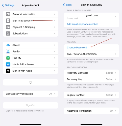 change apple id password on iphone