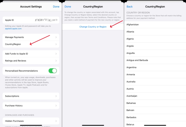change country of apple id