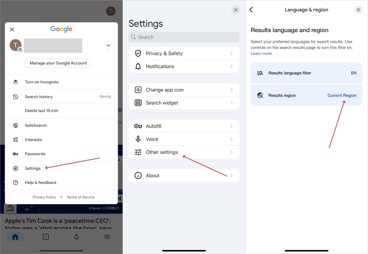 change google search location