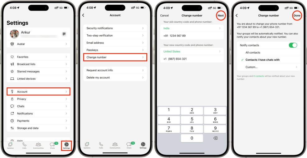 change number on whatsapp