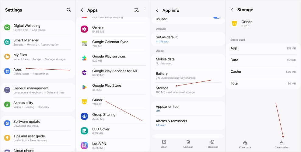 clear app cache android