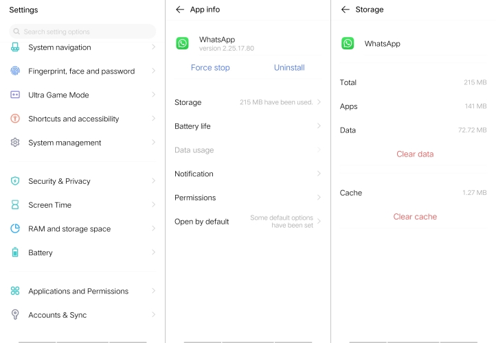 clear whatsapp cache on android