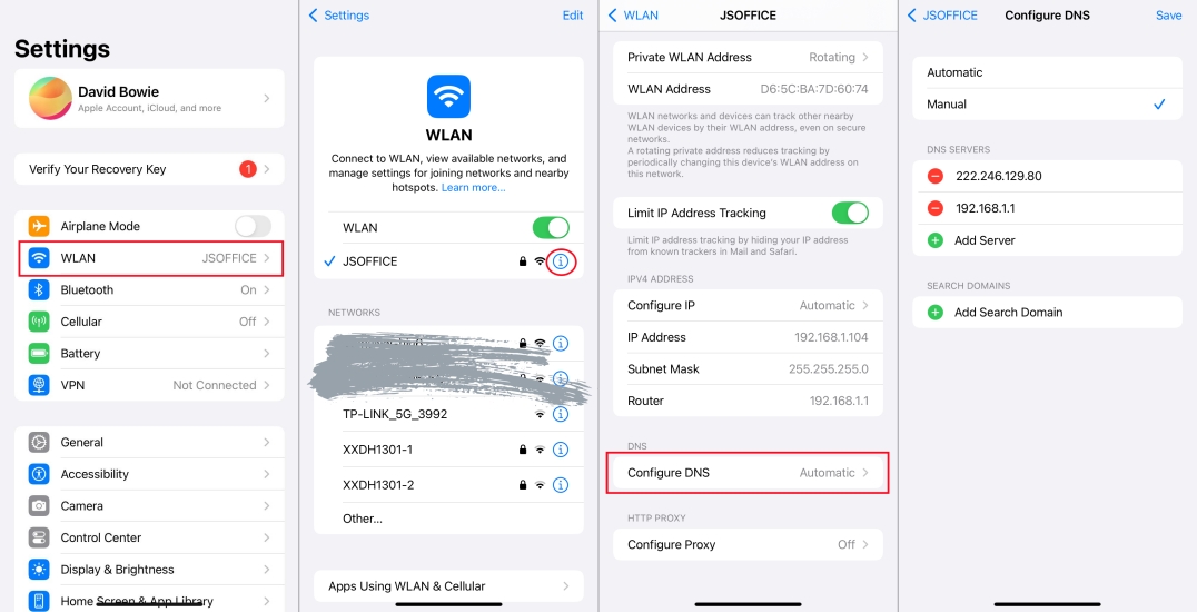 configure dns settings on iphone