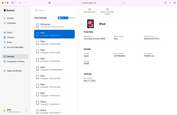 remove mdm on ipad in apple school manager