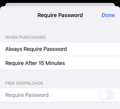 disable require password on iphone