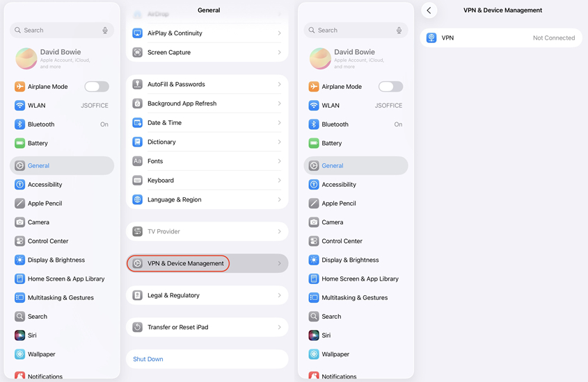 disable vpn on ipad