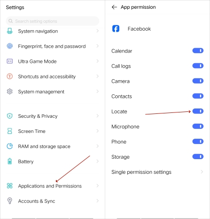 enable app location android