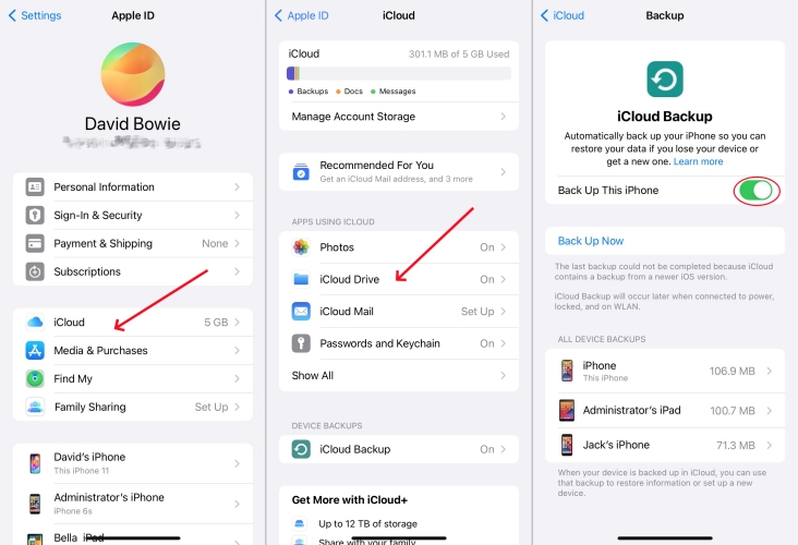 enable icloud backup on iphone