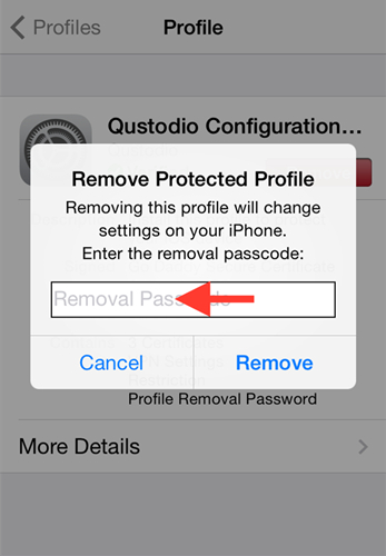 enter password for qustodio