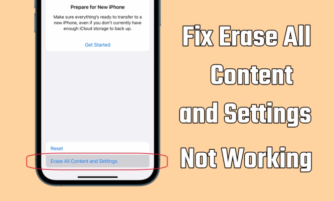 erase all content and settings not working on iphone