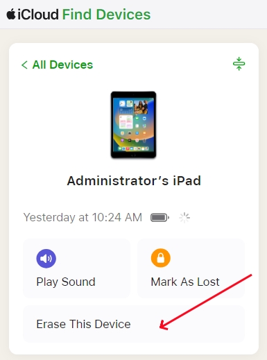 erase ipad in icloud