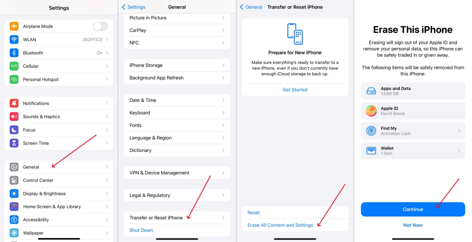 erase iphone in settings