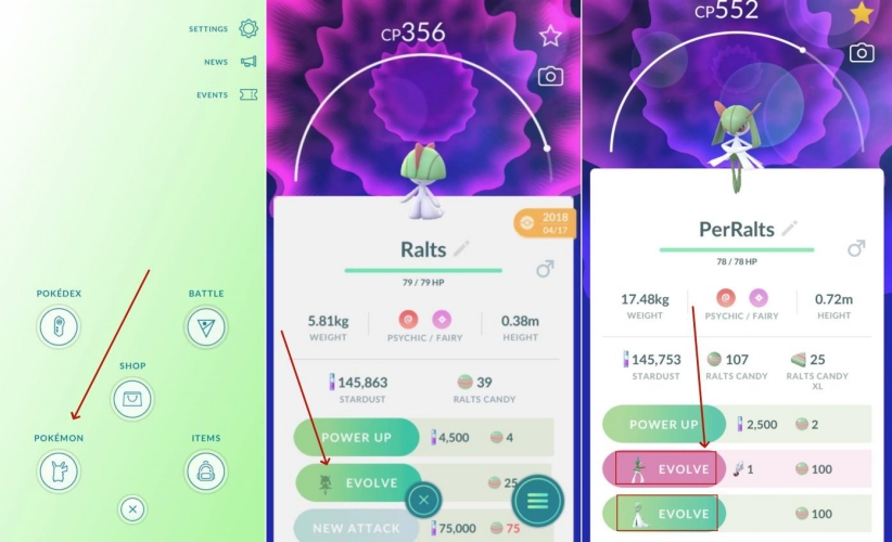 evolve gallade or gardevoir pokemon go