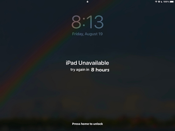 ipad unavailable press home to unlock