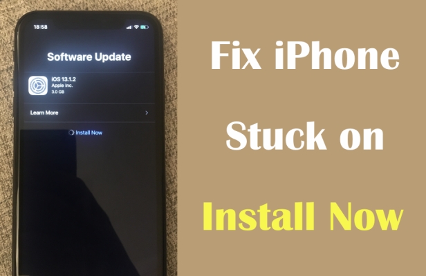 iphone stuck on install now