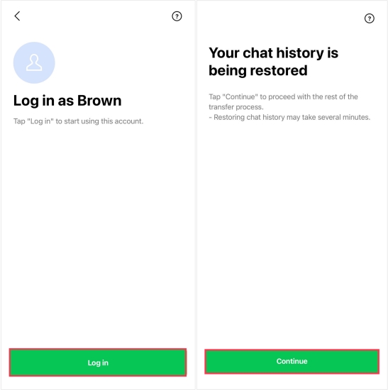 log in line to restore chat