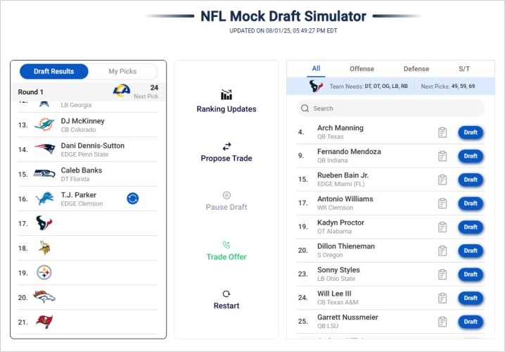 pfn mock draft simulator result