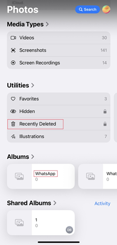 recover deleted whatsapp photos from recently deleted folder on iphone