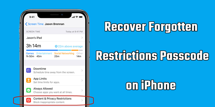 recover restrictions passcode on iphone