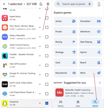 reinstall app android