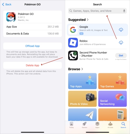 reinstall pokemon ios