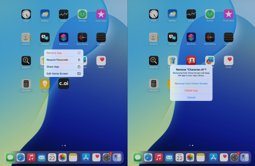 delete character ai on ipad