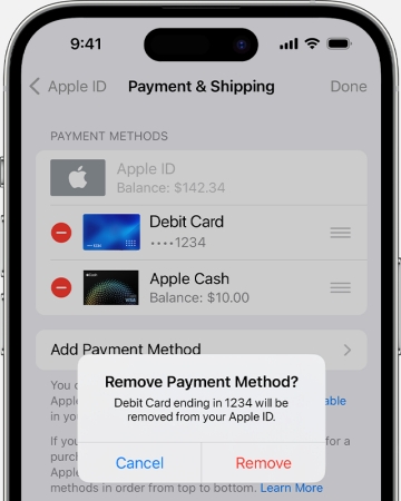 remove apple id payment
