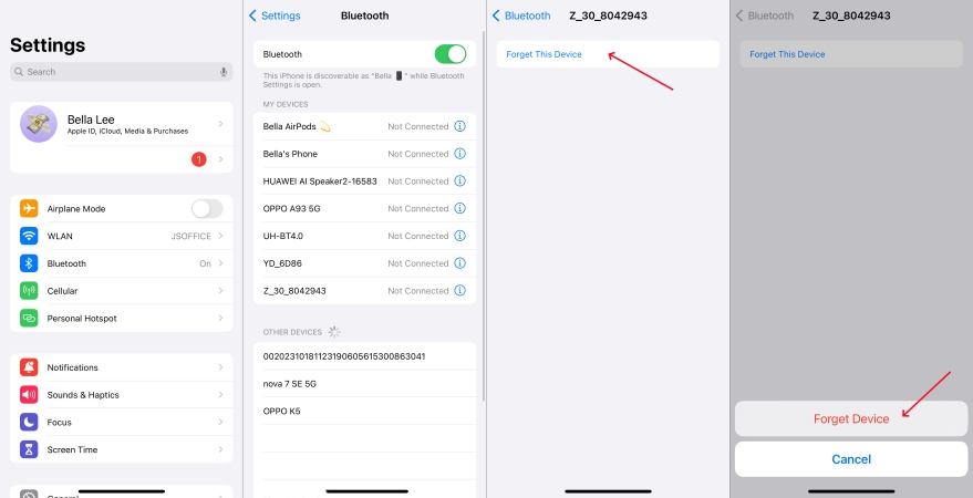 remove connected device from iphone