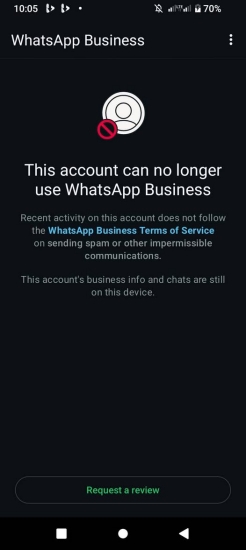 request a review on whatsapp