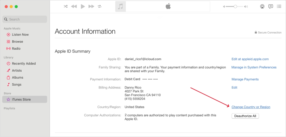 reset country of apple id on mac