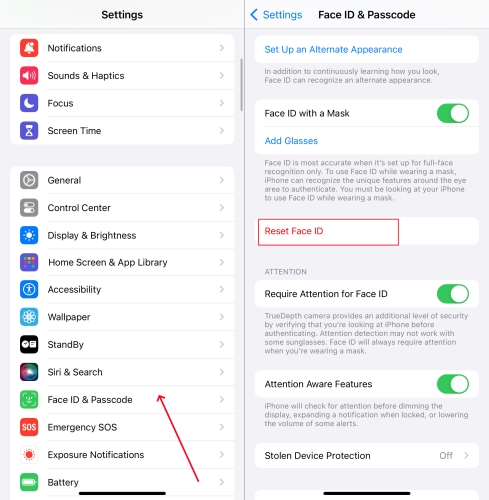 reset face id on iphone