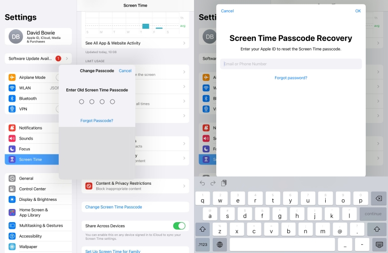 reset forgotten screen time passcode on ipad