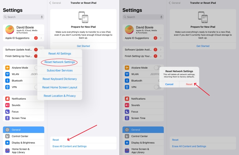 reset network settings on ipad