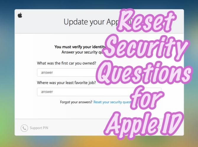 reset security questions for apple id