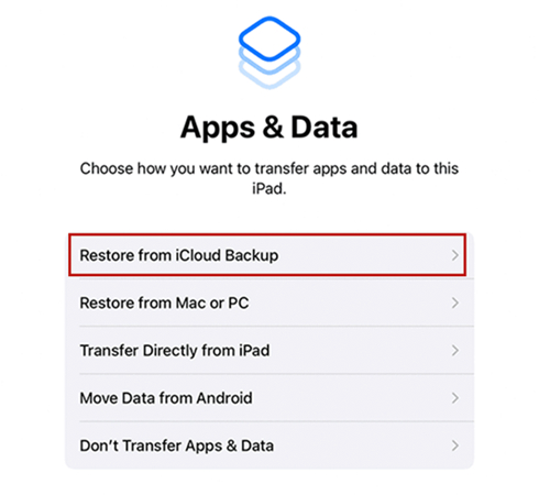 restore ipad from icloud backup