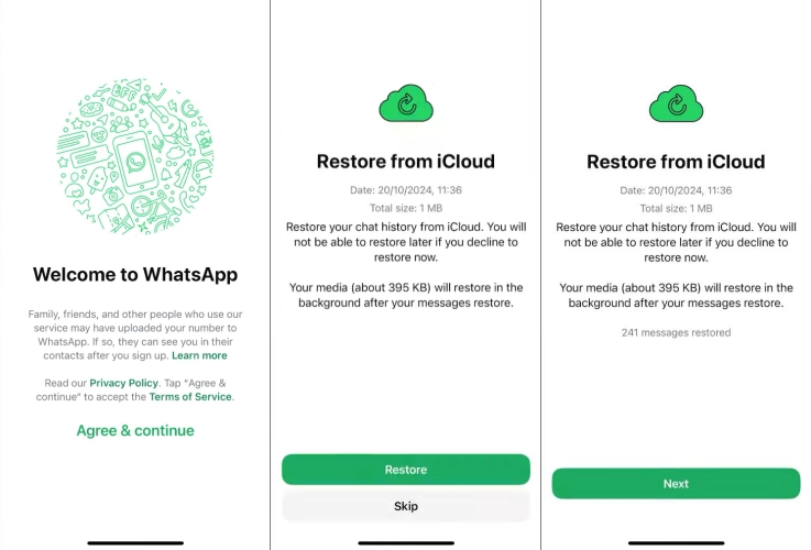 restore whatsapp from icloud