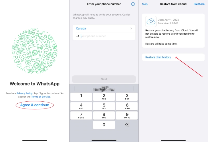 use whatsapp icloud backup