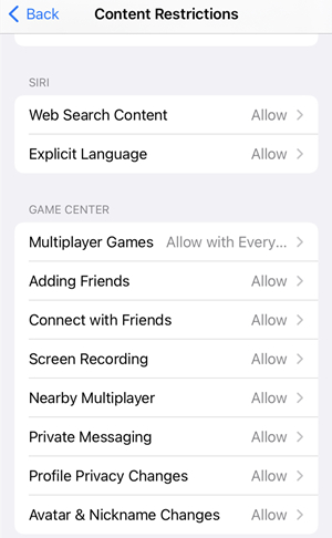 allow built-in apps and features