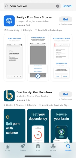 search porn blocker on iphone