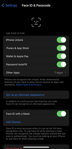 set apple pay in face id
